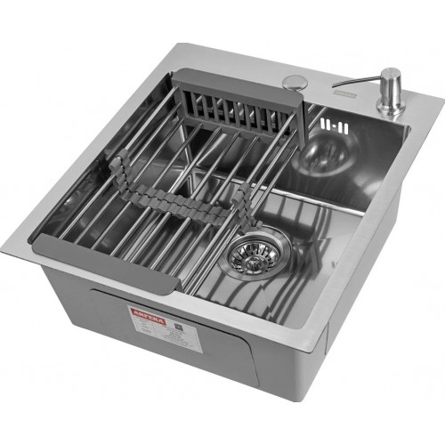 Кухонная мойка ARFEKA Eco AR мойка 450*500, коландер, дозатор SATIN DECOR MILLET GRAINS