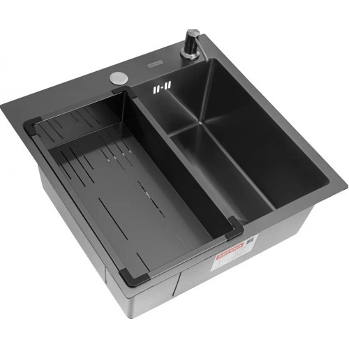Кухонная мойка ARFEKA Eco AR мойка 500*500, коландер G, дозатор Black