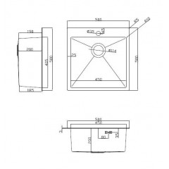 Кухонная мойка ARFEKA Eco AR мойка 500*500, коландер G, дозатор Black