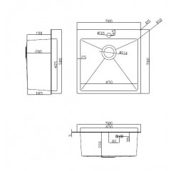 Кухонная мойка ARFEKA Eco AR мойка 500*500, коландер G, дозатор Black Decor +CL AR G+DS AR
