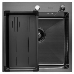 Кухонная мойка ARFEKA Eco AR мойка 500*500, коландер G, дозатор Black Decor +CL AR G+DS AR