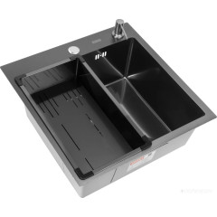 Кухонная мойка ARFEKA Eco AR мойка 500*500, коландер G, дозатор Black Decor Millet +CL AR G+DS AR