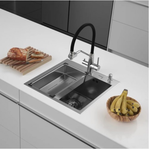 Кухонная мойка ARFEKA Eco AR мойка 500*500, коландер G, дозатор Satin +CL AR G+DS AR