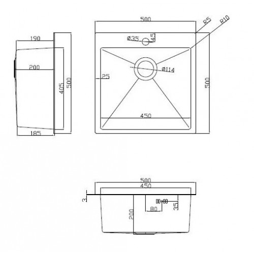 Кухонная мойка ARFEKA Eco AR мойка 500*500, коландер G, дозатор Satin +CL AR G+DS AR