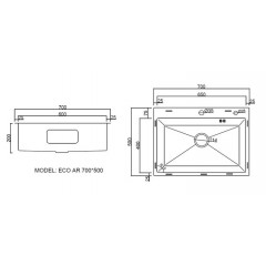 Кухонная мойка ARFEKA ECO AR 700*500 BLACK PVD NANO