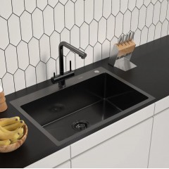 Кухонная мойка ARFEKA ECO AR 700*500 BLACK PVD NANO DECOR MILLET GRAINS