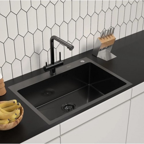 Кухонная мойка ARFEKA ECO AR 700*500 BLACK PVD NANO DECOR MILLET GRAINS