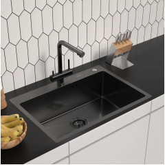 Кухонная мойка ARFEKA ECO AR 700*500 BLACK PVD NANO DECOR VOLCANIC ROCK