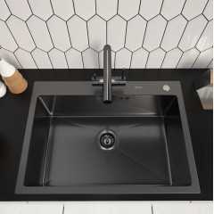 Кухонная мойка ARFEKA ECO AR 700*500 BLACK PVD NANO DECOR VOLCANIC ROCK