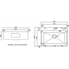 Кухонная мойка ARFEKA ECO AR 700*500 GOLD PVD NANO