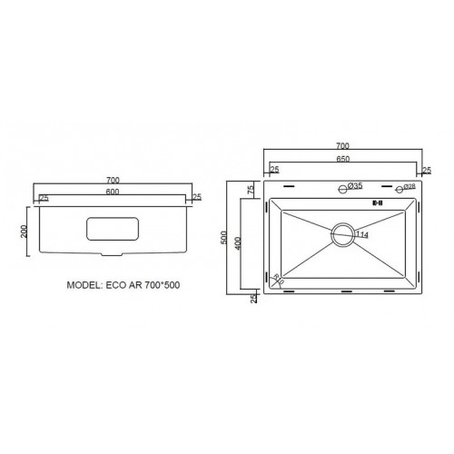 Кухонная мойка ARFEKA ECO AR 700*500 SATIN DECOR MILLET GRAINS