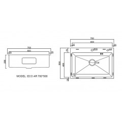 Кухонная мойка ARFEKA ECO AR 700*500 SATIN DECOR VOLCANIC ROCK