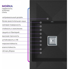 Кухонная мойка Polygran Blade 780 (черный)
