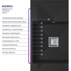 Кухонная мойка Polygran Blade 780 (космос)