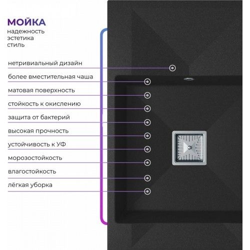 Кухонная мойка Polygran Blade 780 (космос)