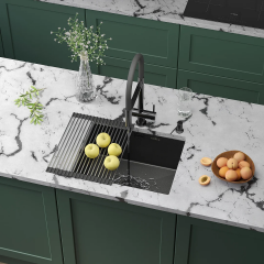 Кухонная мойка Roxen Uno 560210-54BS под столешницу оружейная сталь/текстурная поверхность (ролл-мат, дозатор, сифон)