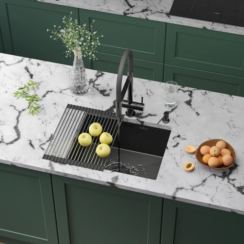 Кухонная мойка Roxen Uno 560210-54BS под столешницу оружейная сталь/текстурная поверхность (ролл-мат, дозатор, сифон)