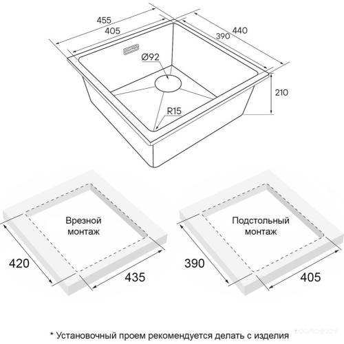 Кухонная мойка Paulmark IT-Granit Lumi 45 Uni-Skew LU45SK-BLM (черный/черный металлик)