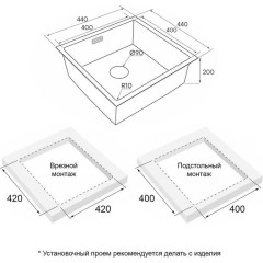 Кухонная мойка Paulmark Lassan 44 UNI LA44-GM (черный/вороненая сталь)