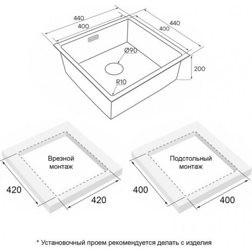 Кухонная мойка Paulmark Lassan 44 UNI LA44-GM (черный/вороненая сталь)