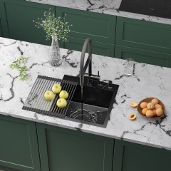 Кухонная мойка Roxen Snake 560220-45-BS (с ролл-матом и дозатором)