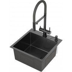 Кухонная мойка Roxen Snake 560220-45-BS (с ролл-матом и дозатором)