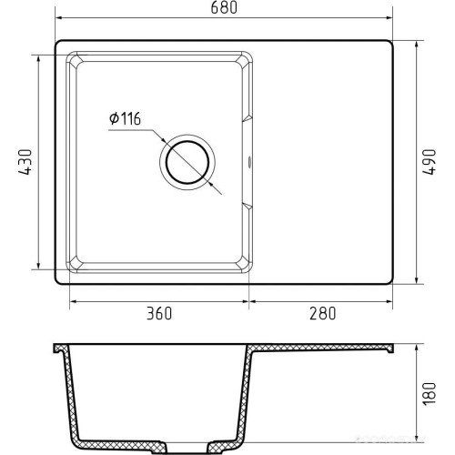 Кухонная мойка GranFest GF-Urban-668L (белый)