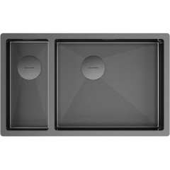 Кухонная мойка Paulmark Next 69/2S Uni PM226944-GMR (черный/вороненая сталь)