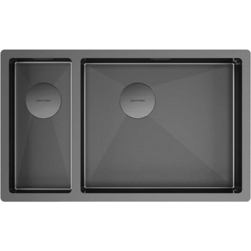 Кухонная мойка Paulmark Next 69/2S Uni PM226944-GMR (черный/вороненая сталь)