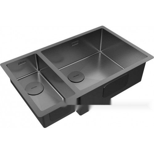 Кухонная мойка Paulmark Next 69/2S Uni PM226944-GMR (черный/вороненая сталь)