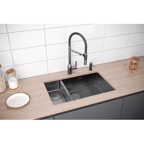 Кухонная мойка Paulmark Next 69/2S Uni PM226944-GMR (черный/вороненая сталь)