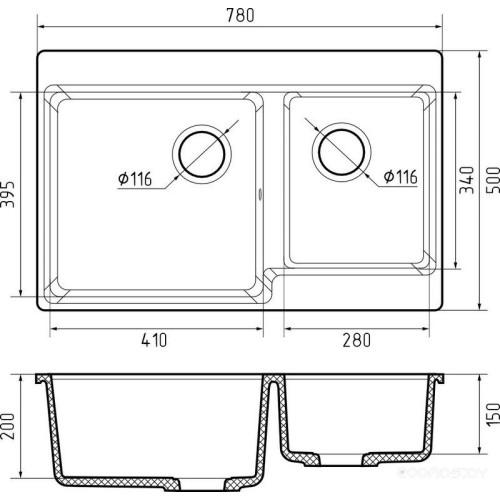 Кухонная мойка GranFest GF-LV-780K (топаз)