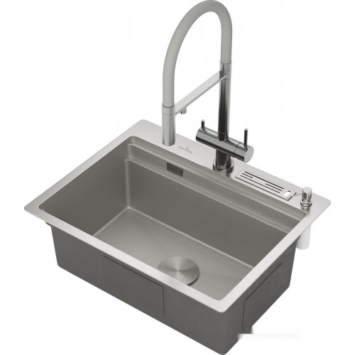 Кухонная мойка Roxen Stage 560250-60-S текстурный сатин (с держателем для ножей и аксессуарами)