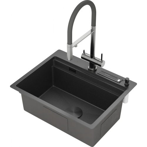 Кухонная мойка Roxen Stage 560250-60-BS оружейная сталь (с держателем для ножей и аксессуарами)