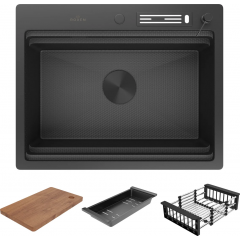 Кухонная мойка Roxen Stage 560250-60-BS оружейная сталь (с держателем для ножей и аксессуарами)