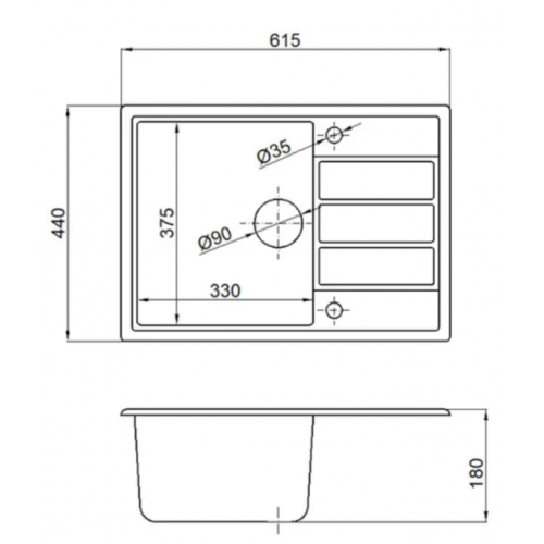 Кухонная мойка Marblan Recta R (серебристый, с сифоном)