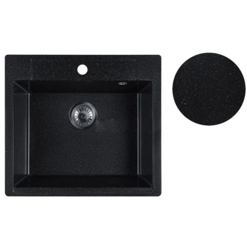 Кухонная мойка Marblan Cubi (черный, с сифоном)