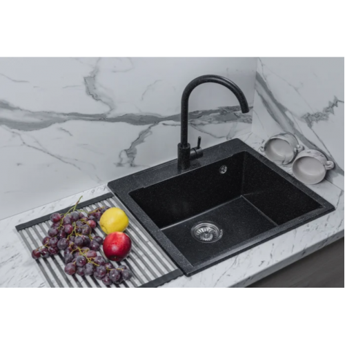Кухонная мойка Marblan Cubi (черный, с сифоном)