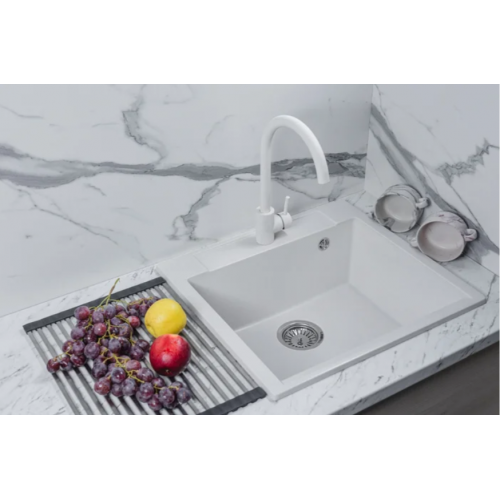 Кухонная мойка Marblan Cubi (иней, с сифоном)