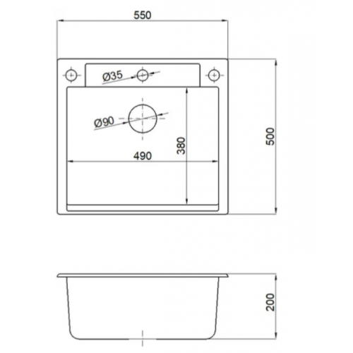 Кухонная мойка Marblan Cubi (иней, с сифоном)