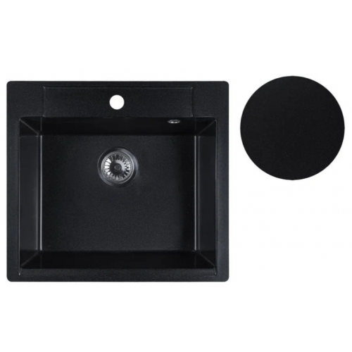 Кухонная мойка Marblan Cubi (оникс, с сифоном)