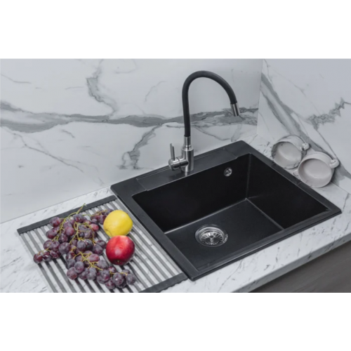 Кухонная мойка Marblan Cubi (оникс, с сифоном)