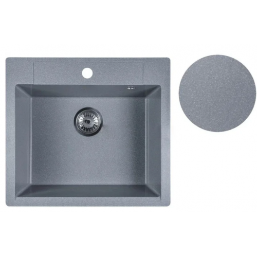 Кухонная мойка Marblan Cubi (серебристый, с сифоном)