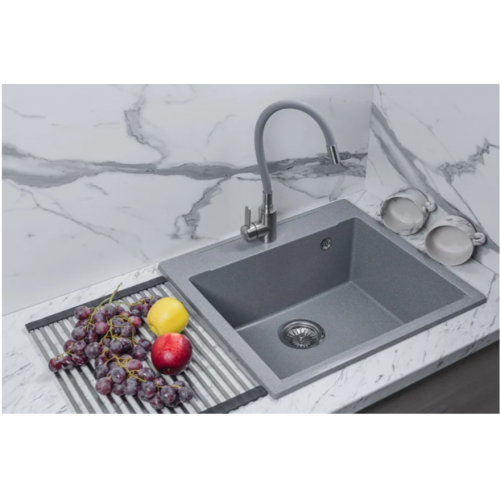 Кухонная мойка Marblan Cubi (серебристый, с сифоном)