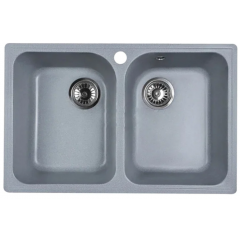 Кухонная мойка Marblan Duas (серебристый,с сифоном)