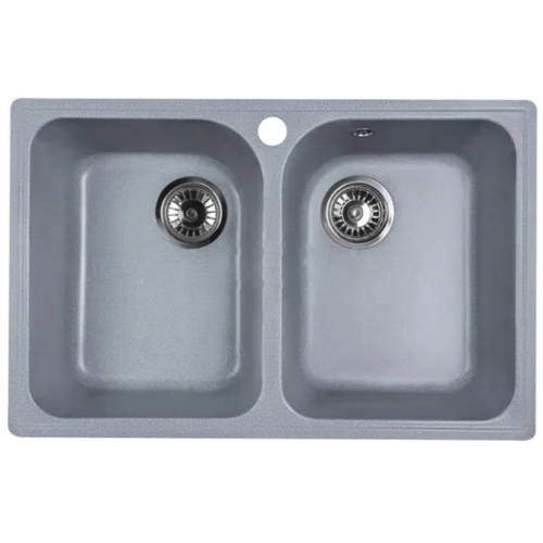 Кухонная мойка Marblan Duas (серебристый,с сифоном)