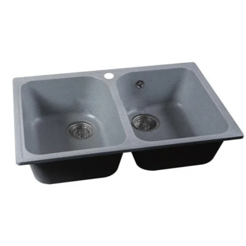 Кухонная мойка Marblan Duas (серебристый,с сифоном)