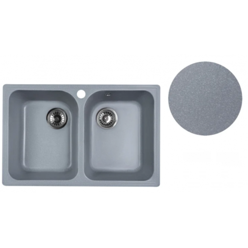 Кухонная мойка Marblan Duas (серебристый,с сифоном)