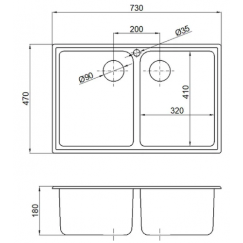 Кухонная мойка Marblan Duas (серый,с сифоном)