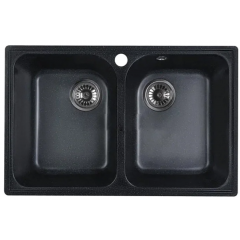 Кухонная мойка Marblan Duas (черный,с сифоном)